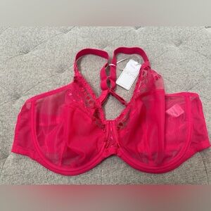 NWT ELOMI MATILDA J HOOK PLUNGE BRA US SIZE 42H PINK HEARTS